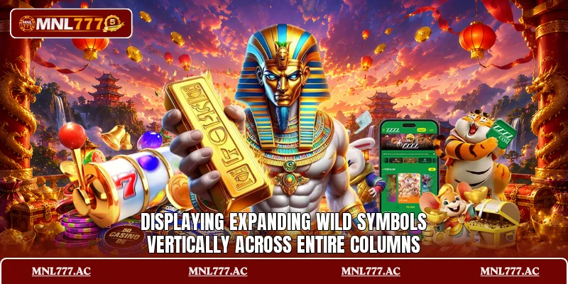 Displaying expanding wild symbols vertically across entire columns